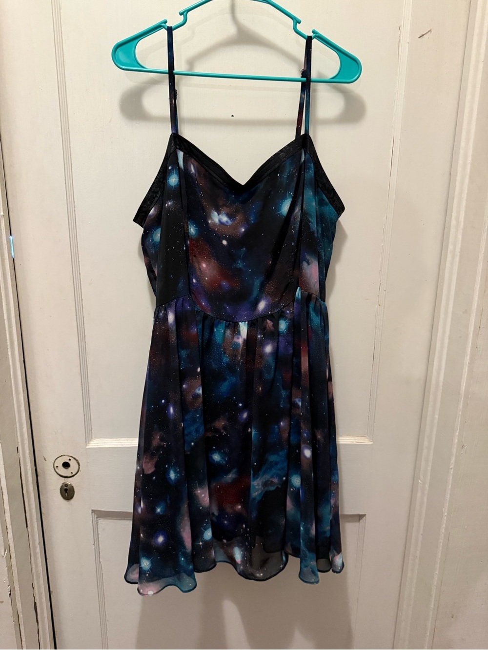 Forever 21 Galaxy Print Spaghetti Strap Dress - Blue & Purple